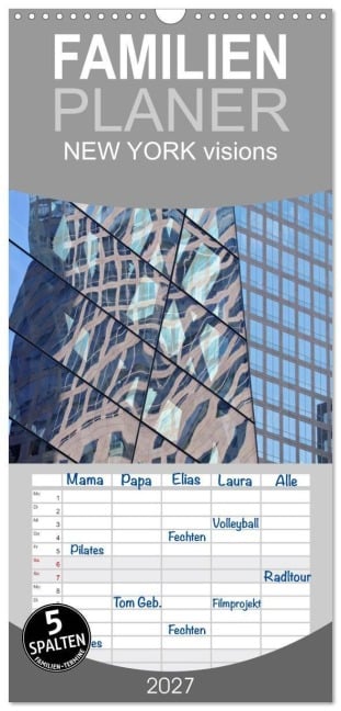 Familienplaner 2027 - NEW YORK visions mit 5 Spalten (Wandkalender, 21 x 45 cm) CALVENDO - Frank Weber