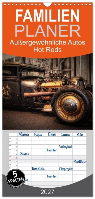 Familienplaner 2027 - Außergewöhnliche Autos - Hot Rods mit 5 Spalten (Wandkalender, 21 x 45 cm) CALVENDO - Eleonore Swierczyna