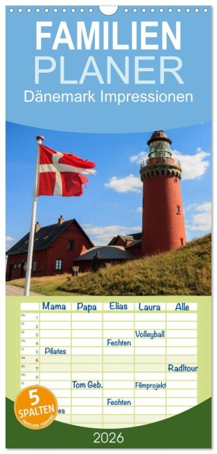 Familienplaner 2026 - Dänemark Impressionen mit 5 Spalten (Wandkalender, 21 x 45 cm) CALVENDO - Stanislaw¿S Photography