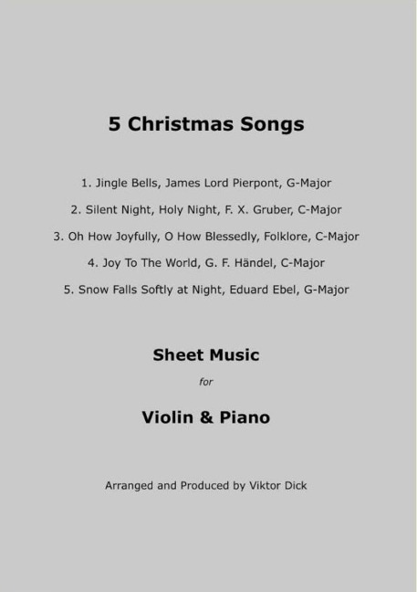 5 Christmas Songs Sheet Music for Violin & Piano - Viktor Dick