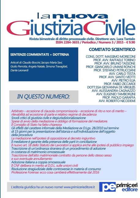 La Nuova Giustizia Civile (Numero 3/2015) - Luca Tantalo