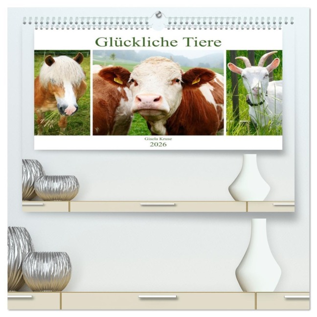 Glückliche Tiere (hochwertiger Premium Wandkalender 2026 DIN A2 quer), Kunstdruck in Hochglanz - Gisela Kruse