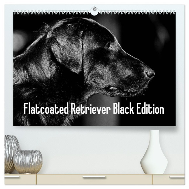 Flatcoated Retriever Black Edition (hochwertiger Premium Wandkalender 2026 DIN A2 quer), Kunstdruck in Hochglanz - Beatrice Müller