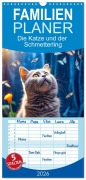 Cover-Bild zum Titel 'Familienplaner 2026 - Die Katze und der Schmetterling mit 5 Spalten (Wandkalender, 21 x 45 cm) CALVENDO' von 'Dirk Meutzner'