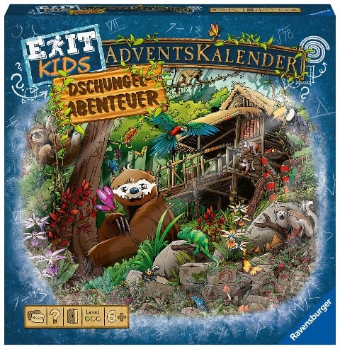Ravensburger 18957 - EXIT Adventskalender kids - Dschungel-Abenteuer - 24 Rätsel für EXIT-Begeisterte ab 6 Jahren - 