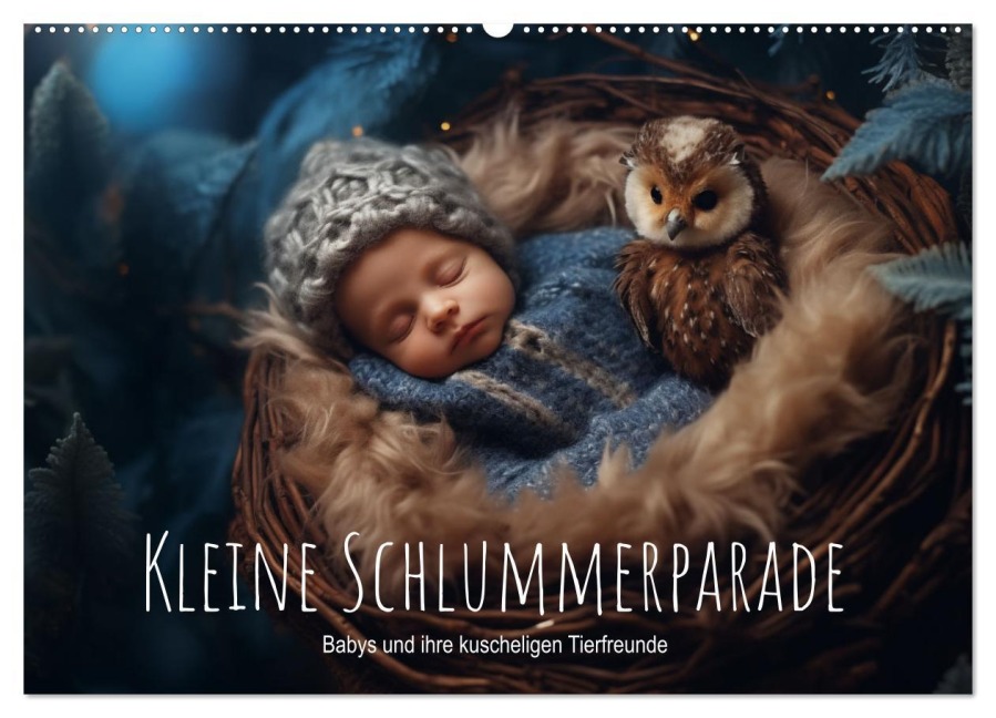 Kleine Schlummerparade: Babys und ihre kuscheligen Tierfreunde (Wandkalender 2025 DIN A2 quer), CALVENDO Monatskalender - Artefacti Artefacti