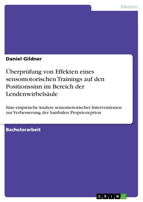 Überprüfung von Effekten eines sensomotorischen Trainings auf den Positionssinn im Bereich der Lendenwirbelsäule - Daniel Gildner