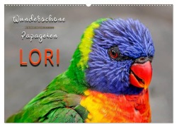 Cover-Bild zum Titel 'Wunderschöne Papageien - Lori (Wandkalender 2026 DIN A2 quer), CALVENDO Monatskalender' von 'Peter Roder'