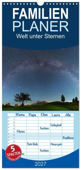 Familienplaner 2027 - Welt unter Sternen mit 5 Spalten (Wandkalender, 21 x 45 cm) CALVENDO - Markus A. R. Langlotz