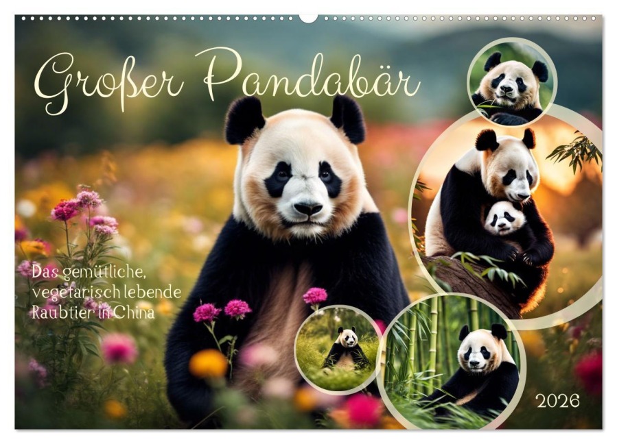 Großer Pandabär (Wandkalender 2026 DIN A2 quer), CALVENDO Monatskalender - Claudia Kleemann
