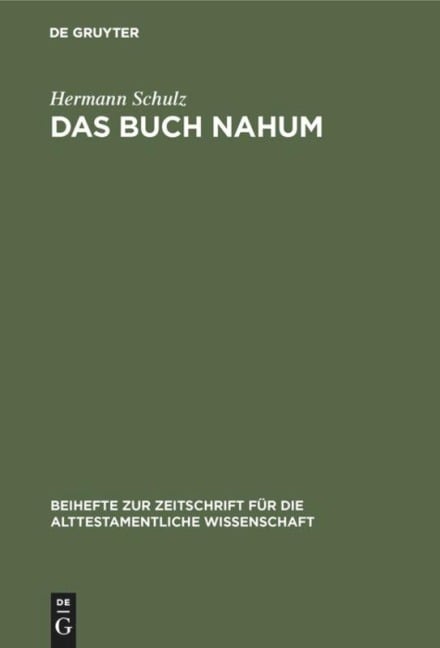 Das Buch Nahum - Hermann Schulz