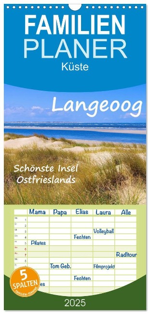 Familienplaner 2025 - Langeoog - Schönste Insel Ostfrieslands mit 5 Spalten (Wandkalender, 21 x 45 cm) CALVENDO - LianeM LianeM