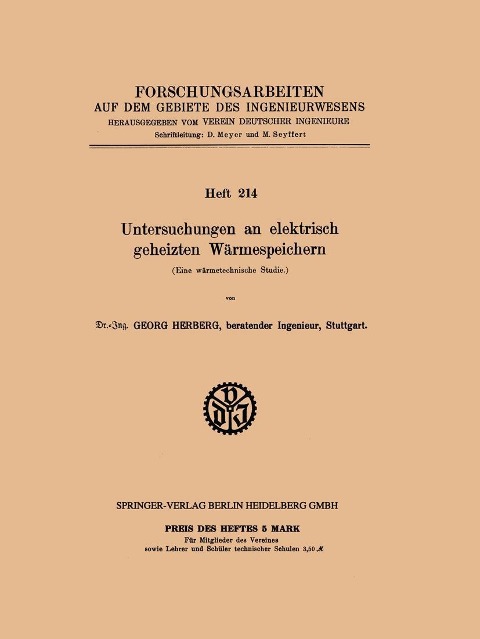 Untersuchungen an elektrisch geheizten Wärmespeichern - Georg Herberg