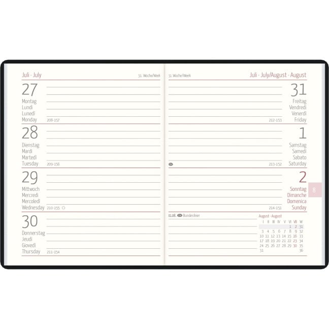 Taschenkalender 1W/2S Zettler farblich sortiert -  Taschenkalender 1W/2S Zettler farblich sortiert -