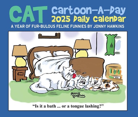 Cat Cartoon-A-Day by Jonny Hawkins 2025 6.2 X 5.4 Box Calendar - 