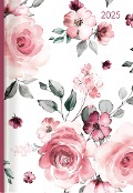 Buchkalender Style Roses 2025 - Büro-Kalender A5 - Cheftimer - 1 Tag 1 Seite - 352 Seiten - Rose - Alpha Edition - 