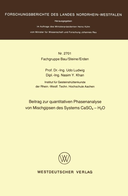 Beitrag zur quantitativen Phasenanalyse von Mischgipsen des Systems CaSO4 - H2O - Udo Ludwig