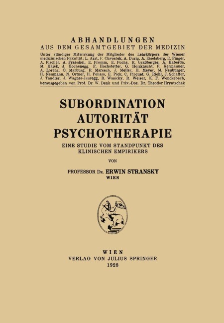Subordination Autorität Psychotherapie - Erwin Stransky