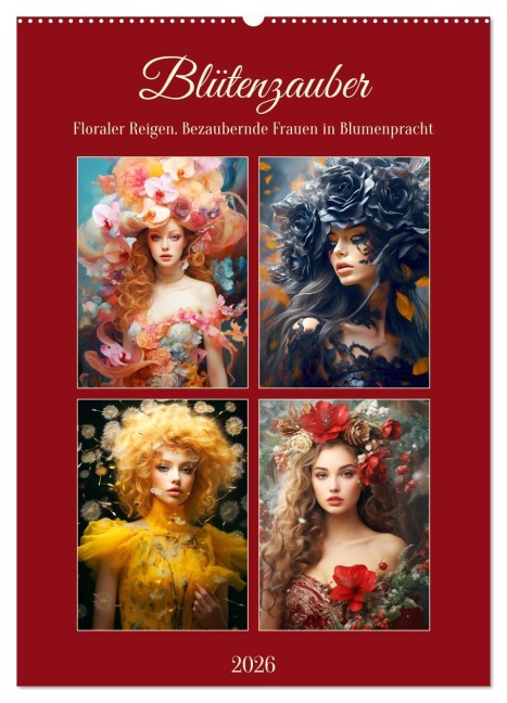 Blütenzauber. Floraler Reigen. Bezaubernde Frauen in Blumenpracht (Wandkalender 2026 DIN A2 hoch), CALVENDO Monatskalender - Rose Hurley
