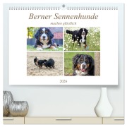 Cover-Bild zum Titel 'Berner Sennenhunde machen glücklich (hochwertiger Premium Wandkalender 2026 DIN A2 quer), Kunstdruck in Hochglanz' von 'SchnelleWelten SchnelleWelten'