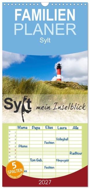 Familienplaner 2027 - Sylt mein Inselblick mit 5 Spalten (Wandkalender, 21 x 45 cm) CALVENDO - Andrea Dreegmeyer