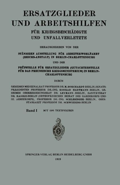 Ersatzglieder und Arbeitshilfen - Moritz Borchardt, Konrad Hartmann, Radike Leymann, Schwiening Schlesinger