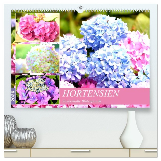 Hortensien. Zauberhafte Blütenpracht (hochwertiger Premium Wandkalender 2026 DIN A2 quer), Kunstdruck in Hochglanz - Rose Hurley