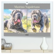 Cover-Bild zum Titel 'Mastino Napoletano. Die wuchtigen Molosser im Painting-Stil (hochwertiger Premium Wandkalender 2026 DIN A2 quer), Kunstdruck in Hochglanz' von 'Rose Hurley'