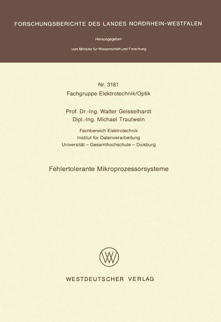 Fehlertolerante Mikroprozessorsysteme - Walter Geisselhardt