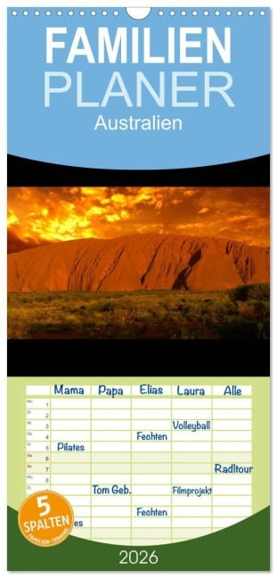 Familienplaner 2026 - Australien mit 5 Spalten (Wandkalender, 21 x 45 cm) CALVENDO - Marcel Mende