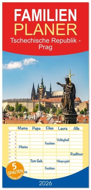 Familienplaner 2026 - Tschechische Republik - Prag mit 5 Spalten (Wandkalender, 21 x 45 cm) CALVENDO - Peter Schickert