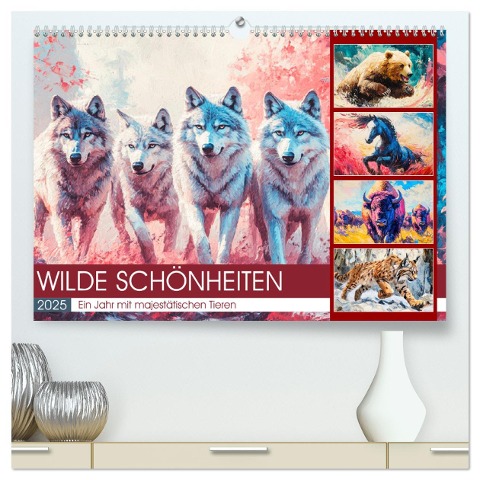 Wilde Schönheiten. Ein Jahr mit majestätischen Tieren (hochwertiger Premium Wandkalender 2025 DIN A2 quer), Kunstdruck in Hochglanz - Rose Hurley