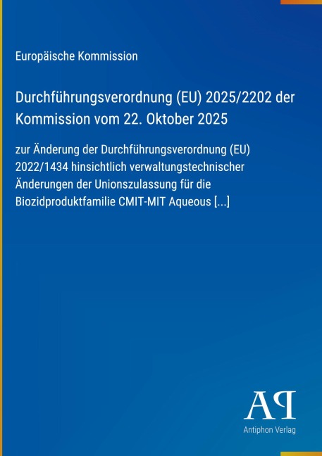 Durchführungsverordnung (EU) 2025/2202 der Kommission vom 22. Oktober 2025 - Europäische Kommission