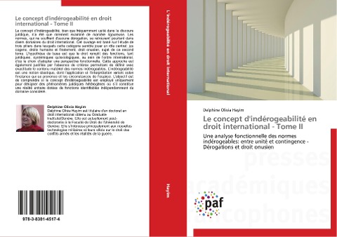 Le concept d'indérogeabilité en droit international - Tome II - Delphine Olivia Hayim