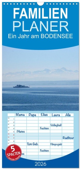 Familienplaner 2026 - Ein Jahr am BODENSEE mit 5 Spalten (Wandkalender, 21 x 45 cm) CALVENDO - Ansgar Meise
