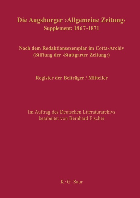 Register der Beiträger / Mitteiler - 