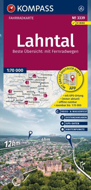 KOMPASS Fahrradkarte 3339 Lahntal mit Knotenpunkten 1:70.000 - 