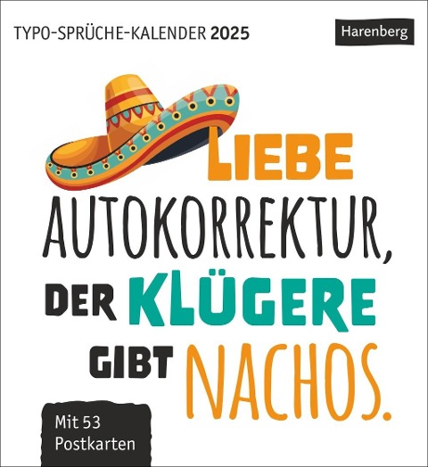 Typo-Sprüche-Kalender Postkartenkalender 2025 - Wochenkalender mit 53 Postkarten - 