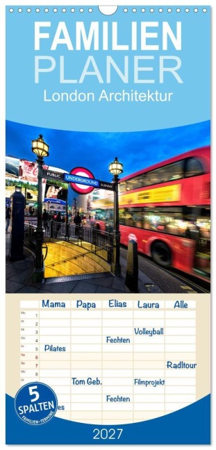 Familienplaner 2027 - London Architektur mit 5 Spalten (Wandkalender, 21 x 45 cm) CALVENDO - Klaus Ruttloff