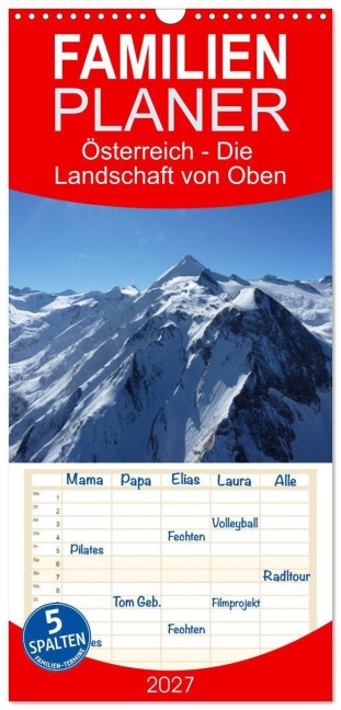 Familienplaner 2027 - Österreich - Die Landschaft von Oben mit 5 Spalten (Wandkalender, 21 x 45 cm) CALVENDO - Thomas Berghammer