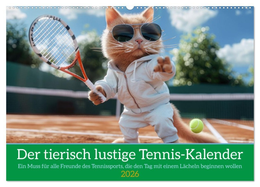 Der tierisch lustige Tennis-Kalender (Wandkalender 2026 DIN A2 quer), CALVENDO Monatskalender - Peter Rübsamen