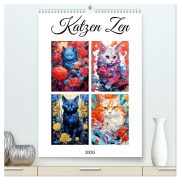 Cover-Bild zum Titel 'Katzen Zen (hochwertiger Premium Wandkalender 2026 DIN A2 hoch), Kunstdruck in Hochglanz' von 'Justyna Jaszke JBJart'