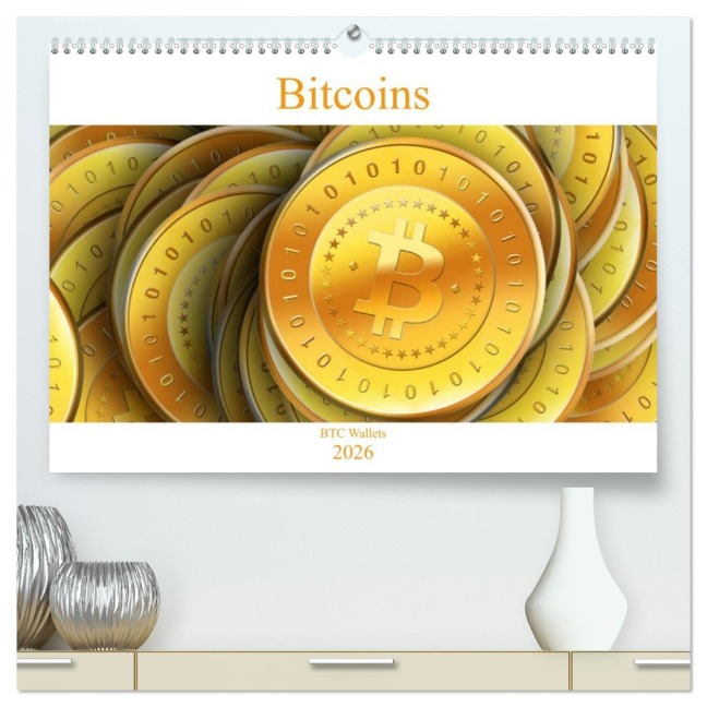 Bitcoins (hochwertiger Premium Wandkalender 2026 DIN A2 quer), Kunstdruck in Hochglanz - Btc Wallets