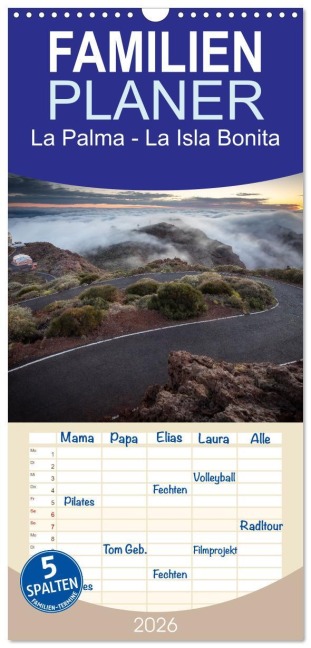 Familienplaner 2026 - La Palma - La Isla Bonita mit 5 Spalten (Wandkalender, 21 x 45 cm) CALVENDO - Christoph Schaarschmidt