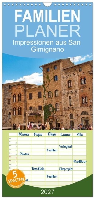 Familienplaner 2027 - Impressionen aus San Gimignano mit 5 Spalten (Wandkalender, 21 x 45 cm) CALVENDO - Jessica Meisenzahl