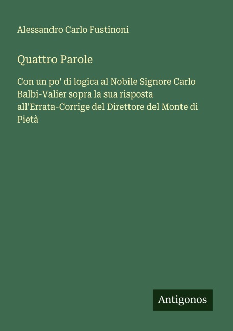 Quattro Parole - Alessandro Carlo Fustinoni