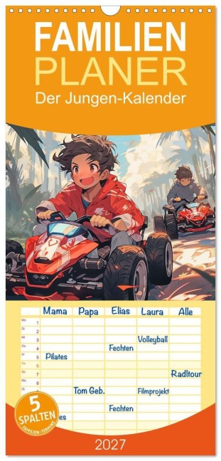 Familienplaner 2027 - Der Jungen-Kalender mit 5 Spalten (Wandkalender, 21 x 45 cm) CALVENDO - Cathrin Illgen