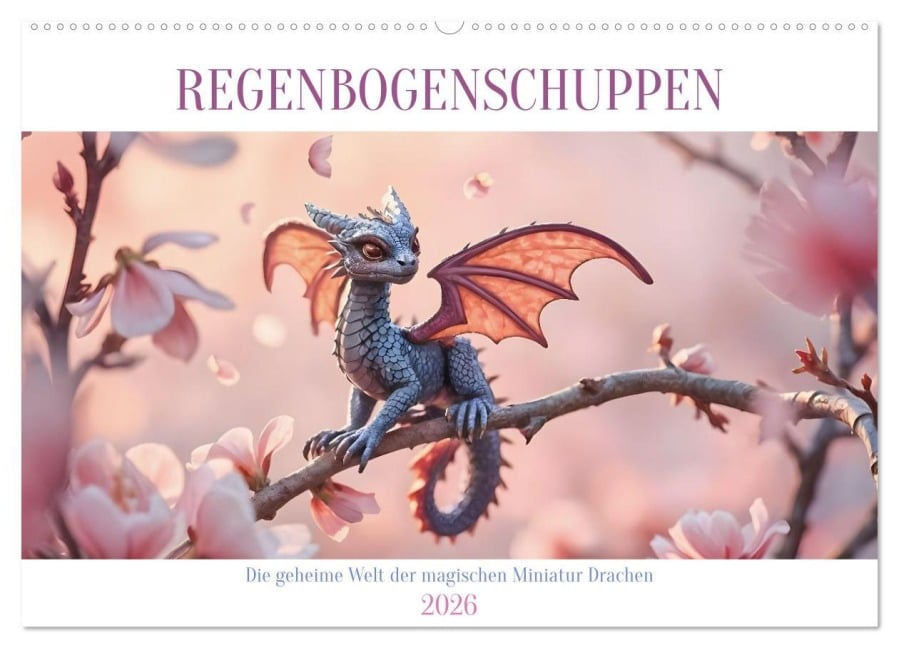 Regenbogenschuppen - Die geheime Welt der magischen Miniatur Drachen (Wandkalender 2026 DIN A2 quer), CALVENDO Monatskalender - Fred Schimak