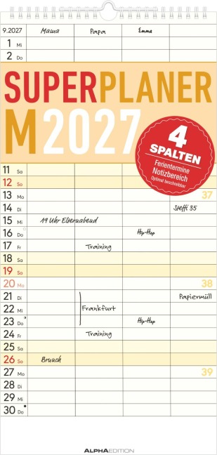Superplaner M - 4 Spalten 2027 - 