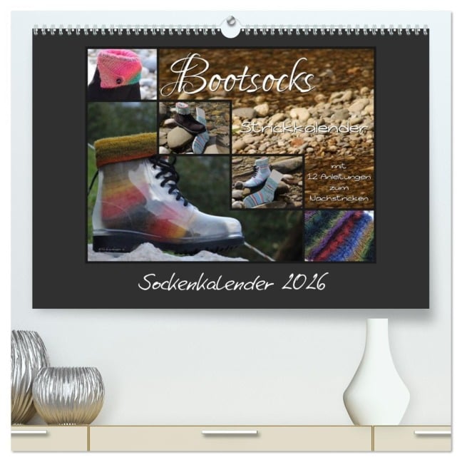 Sockenkalender Bootsocks 2026 (hochwertiger Premium Wandkalender 2026 DIN A2 quer), Kunstdruck in Hochglanz - Myohrengarn. Ch und Viola Borer